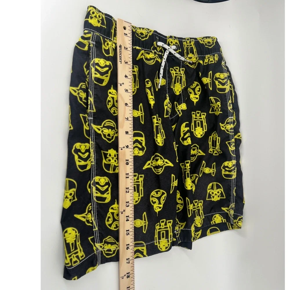 Gap Kids Star Wars Swim Trunks Black Neon Yellow Board Shorts Boys Medium M 8